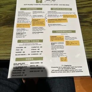menu