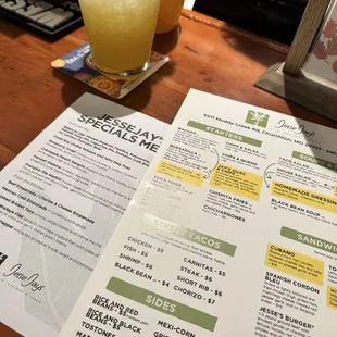 Margarita Pitcher &amp; Menus