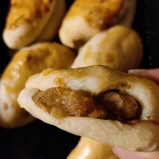 Inside of the hopia - this one has onion filling ... Yummy!