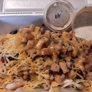 Grilled Chicken Salad with Beth's House special dressing!