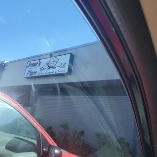 a red car outside