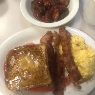 they forgot my whip cream, home fries 6.5. Some were fried too hard and crunchy. Pancake  10 Overall this meal was a 7.5 for me