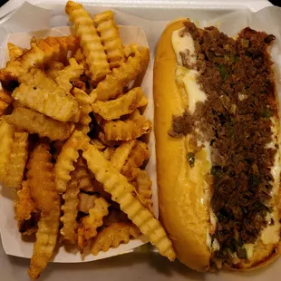 Philly cheesesteak &amp; fries