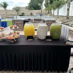 Delicious Aguas frescas and fruit appetizer