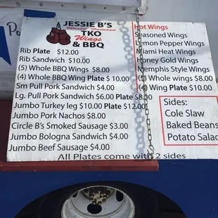 Menu.  Note:  Wings only come one way.  Delicious