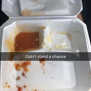 the contents of a takeout box