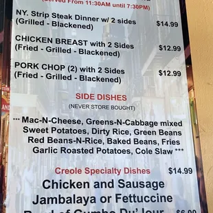 menu