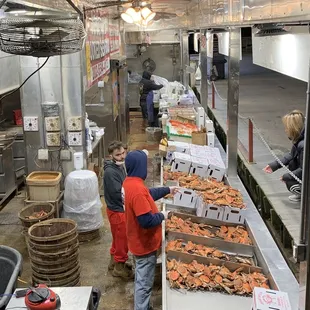 workers in a commercial kitchen