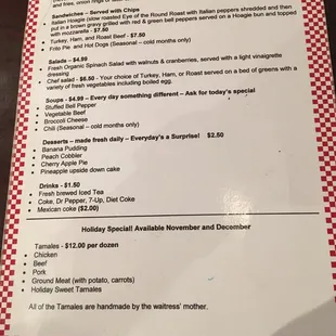 menu