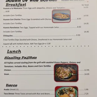 the menu for the lunch