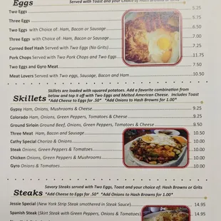 the breakfast menu
