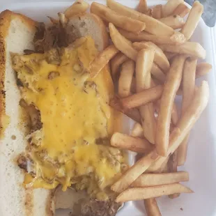 This barely has any meat. The fries are hard and bland. Definitely not a philly like C.y.o.c