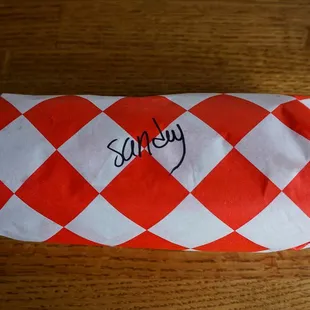 a checkered wrapper