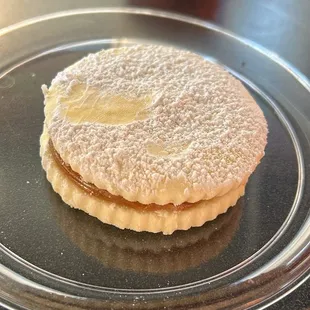 a plate with a pastry on it