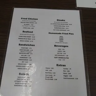 Other side of menu