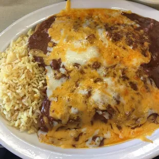 Beef &amp; chicken enchiladas.