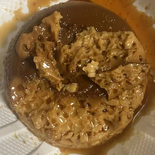 rotten flan with mold