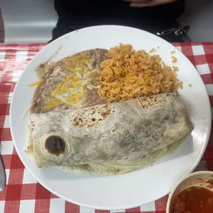 a burrito and rice