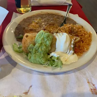 Chimichanga with rice and beans