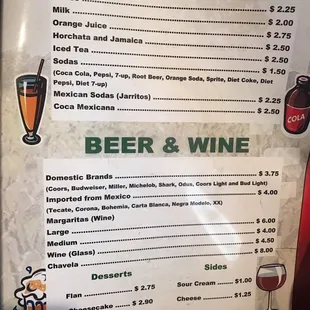 Drink menu