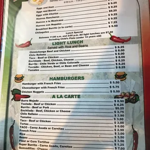 Breakfast, lunch, ala carte