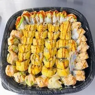 a tray of food on a table