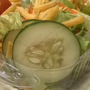 Hair in salad.