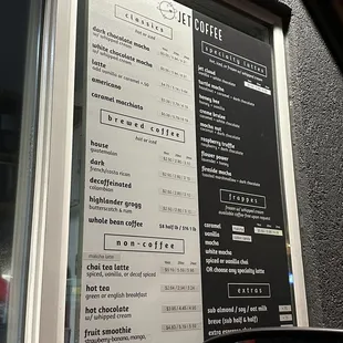 Menu as of Jan 2024