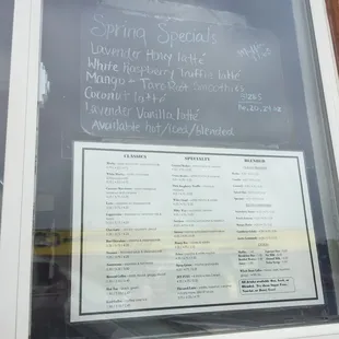 Jet coffee and smoothies menu