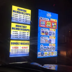 Types of washes &amp; monthly memberships