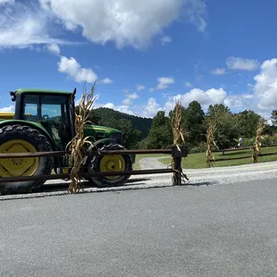 a tractor and corn