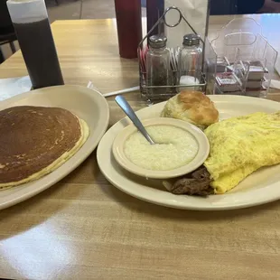 two plates of food on a table