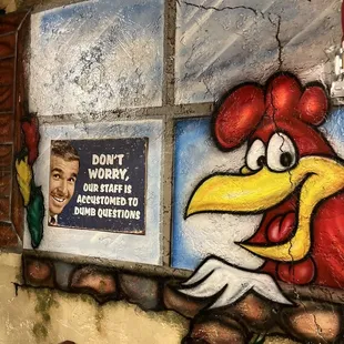 a chicken on the wall