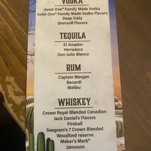Liquor selection