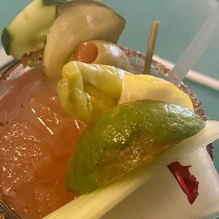 Bloody Mary with a lot of fixings.   Very good