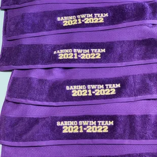 Towels for the seniors on the swim team