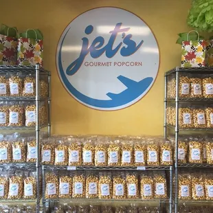 a display of popcorn