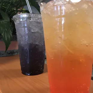 two drinks on a table