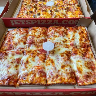 two pizzas in a box
