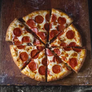 a sliced pepperoni pizza