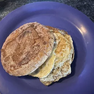 French toast, egg, bacon sandwich...not even on the menu and the cook was happy to make it!