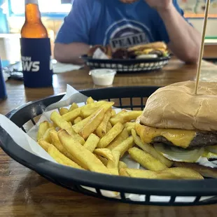 Cheeseburger and fries