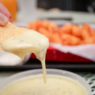 Chips &amp; queso with green chiles. @coreyd123 on Instagram