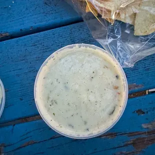 Large queso (came with two bags of chips)