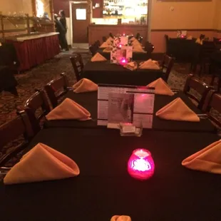 a table set for a formal dinner