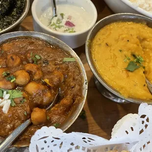 Chana Masala and Tadka Yellow Dal