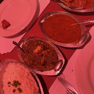 various dishes of food on a table