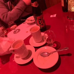 Chai tea and after dinner brandy.