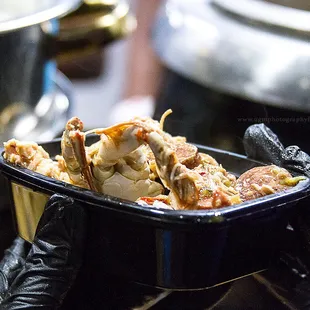 Authentic Louisiana Gumbo with chicken, sausage, shrimp, and crabs.