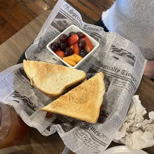 Fried Green BLT with seasonal fruit!
